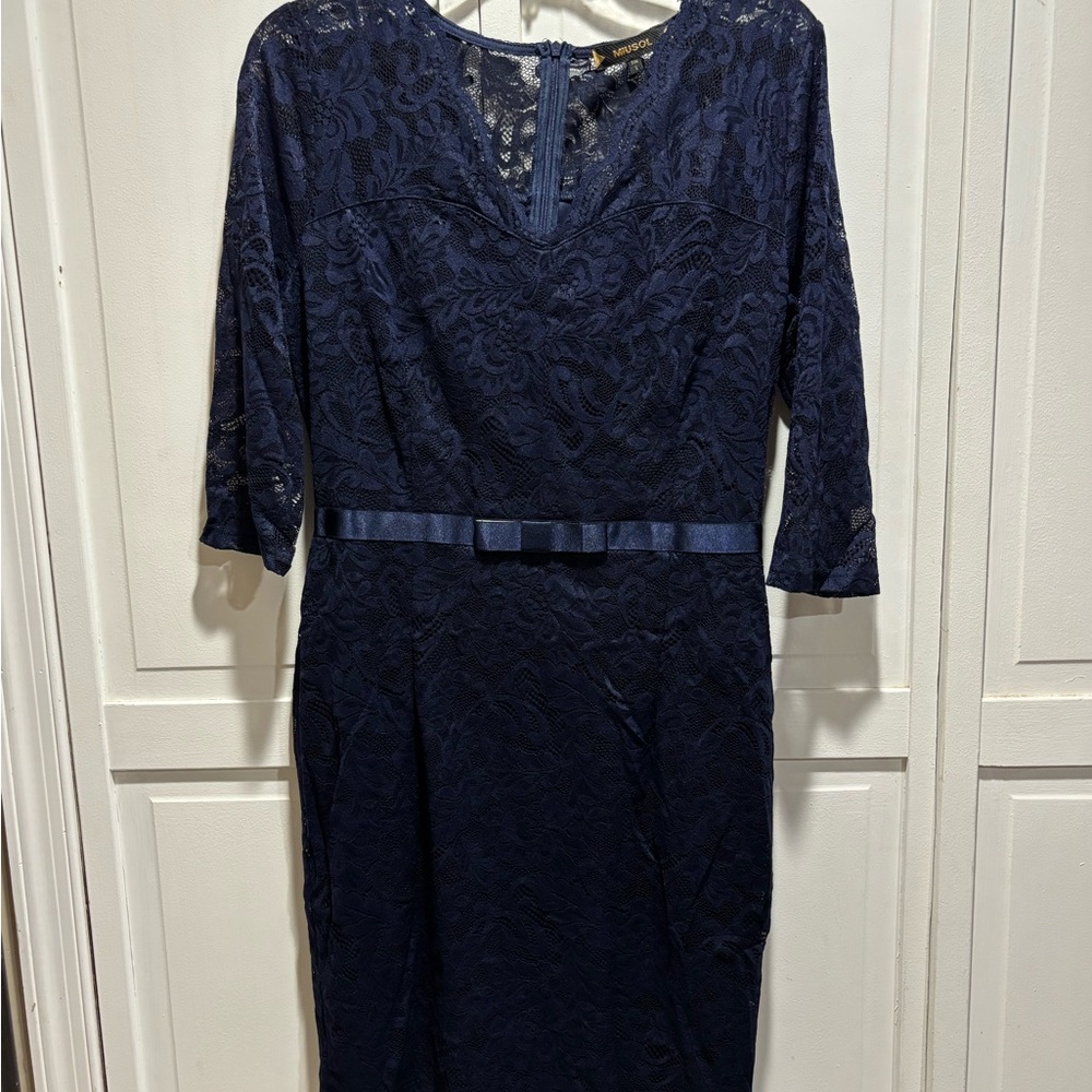 Miusol‎ Navy Long Sleeve Lace Dress